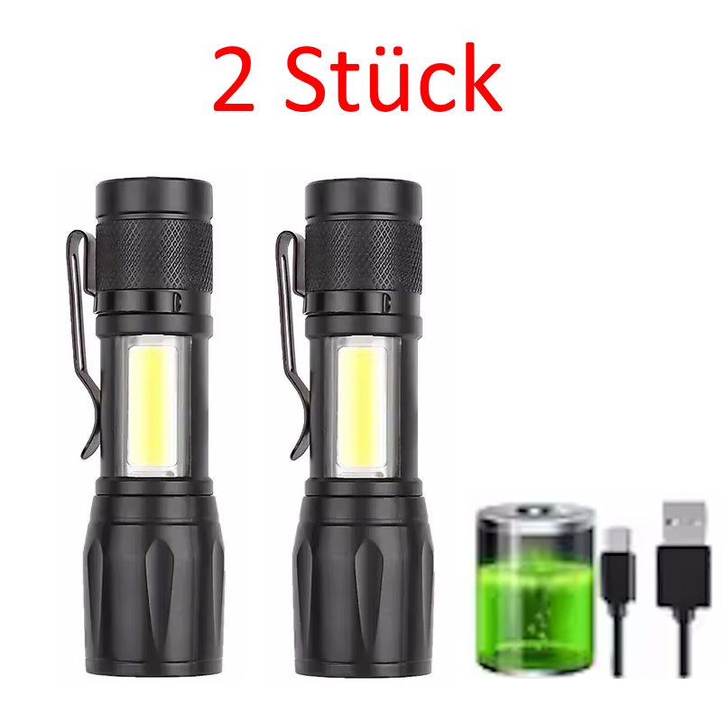 2x Mini-LED-Taschenlampen, wiederaufladbar