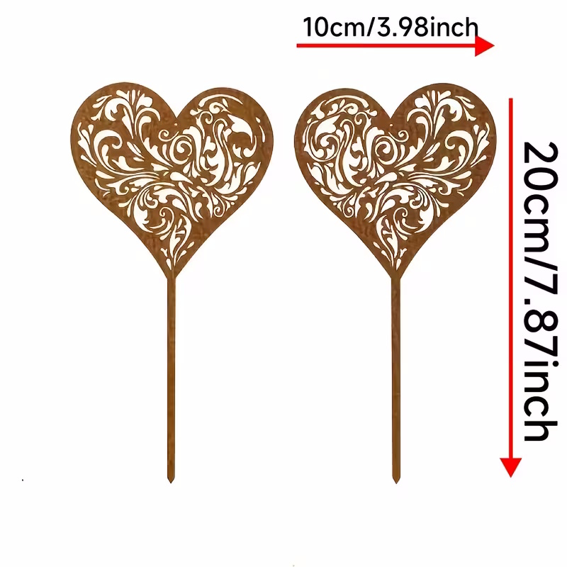 2x Herz-Gartenstecker