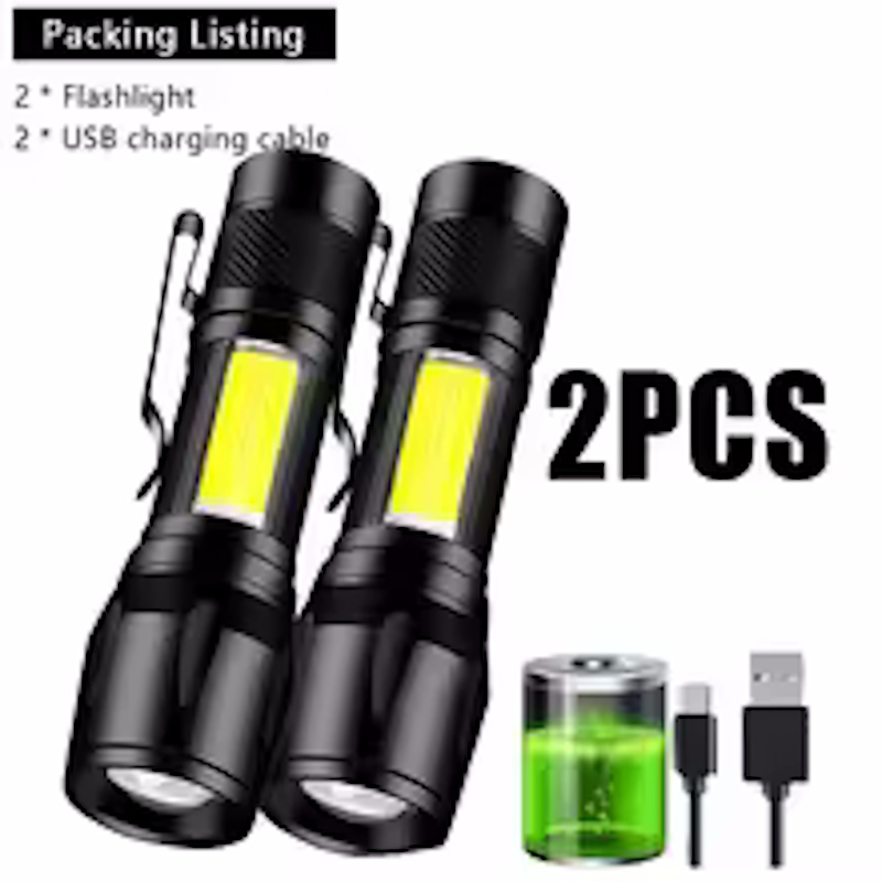 2x Mini-LED-Taschenlampen, wiederaufladbar